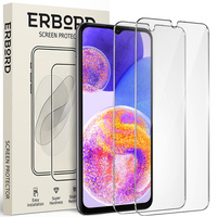 2x Tempered Glass for Samsung Galaxy A23 4G/5G, ERBORD 9H Hard Glass for phone screen