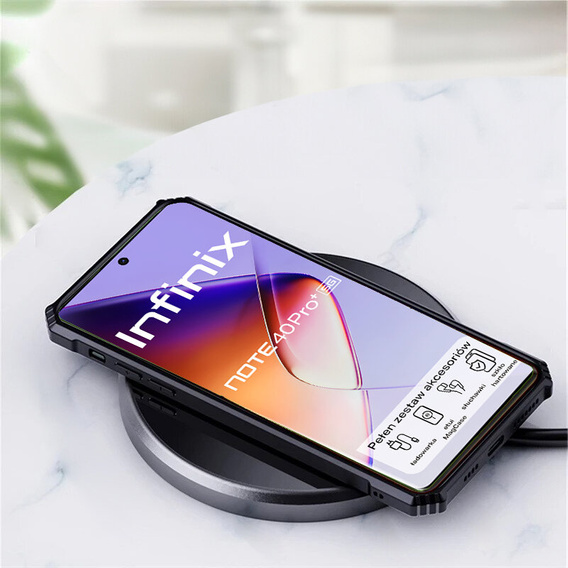 Case for Infinix Note 40 Pro Plus, with magnetic sheet, transparent / black