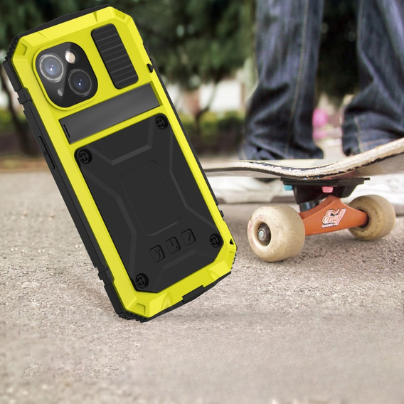 Case for iPhone 15, R-JUST, armoured, yellow / black