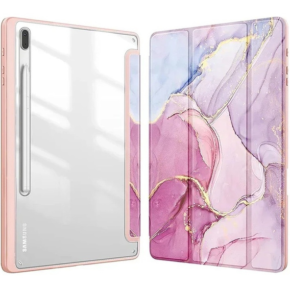 Case for Samsung Galaxy Tab S10 FE+ Plus, Smartcase Hybrid, with stylus space, Marble pink
