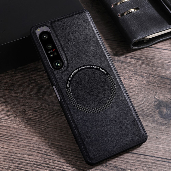 Case for Sony Xperia 10 V, Leather Hybrid MagSafe, black