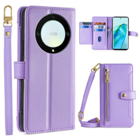 Flip case for Honor Magic5 Lite, Wallet Zipper Pocket, purple