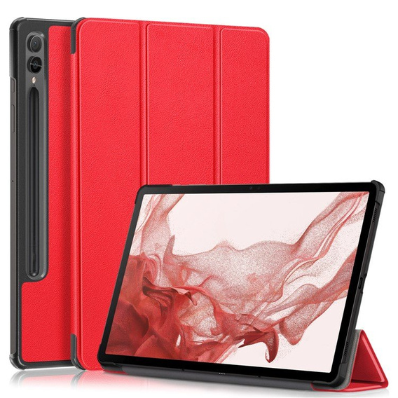 Case for Samsung Galaxy Tab S9 Plus, Smartcase with stylus space, red