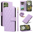 Rhombus Crossbody Leather Flip Case for Motorola Edge 70