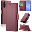 Case for Samsung Galaxy A36, ERBORD Glossy Litchi, wallet with flap, red