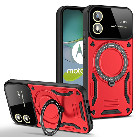 Armored Case for Motorola Moto G24 / G24 Power / G04, Magnetic Ring, red