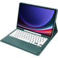 Case + keyboard Samsung Galaxy Tab S9+, Leather Pen Slot, dark green