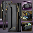 Case CASEME for Samsung Galaxy S24 FE, RFID Leather Wallet, with shoulder strap, black
