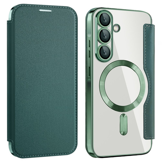 Flip case for Samsung Galaxy A56, RFID Wallet MagSafe CamShield, green