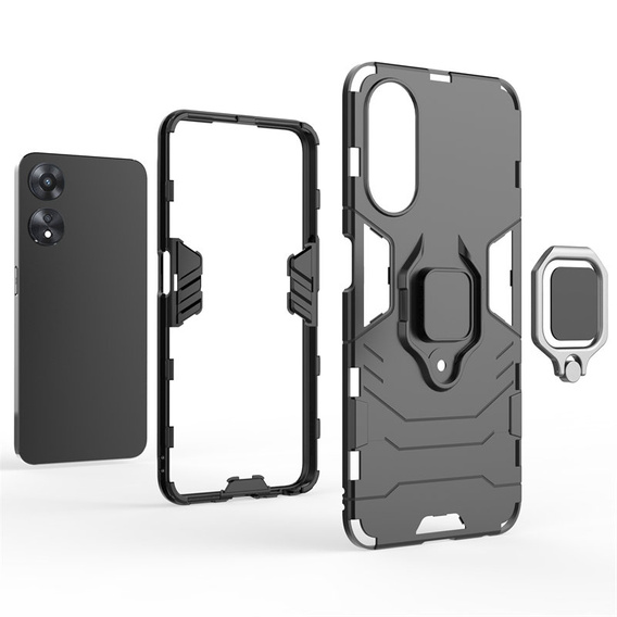 Case for Oppo A78 5G, Kickstand Ring, black