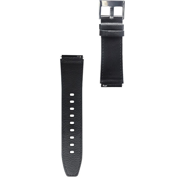 22mm Genuine Leather Coated Silicone Watch Band - Black