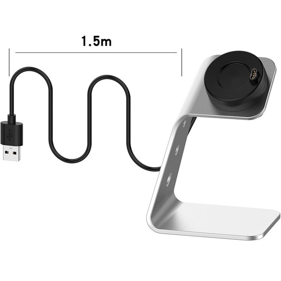 Aluminum USB Docking Station for Garmin Fenix 7/7S/7X/6/6X/6S, Silver