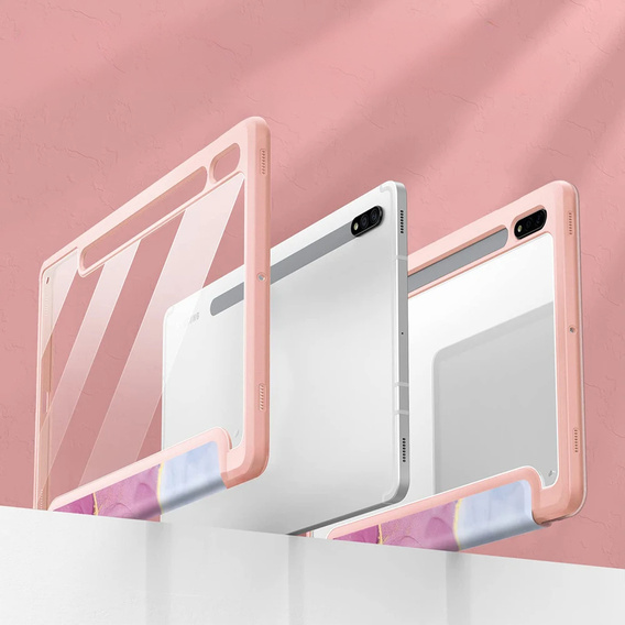 Case for Samsung Galaxy Tab S10 Lite / S10 FE / S9 FE, Smartcase Hybrid, with stylus space, Marble pink