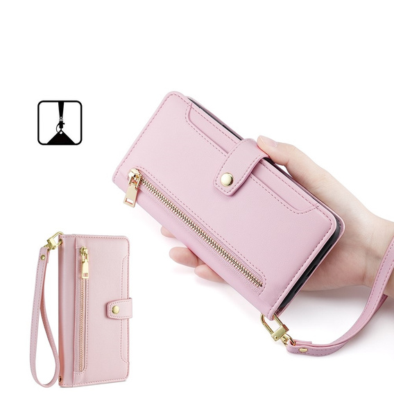 Flip case for Xiaomi Redmi Note 13 Pro 5G, Wallet Zipper Pocket, pink