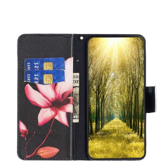 Flip case for Xiaomi Redmi Note 13 Pro 5G, Wallet, Lotus black