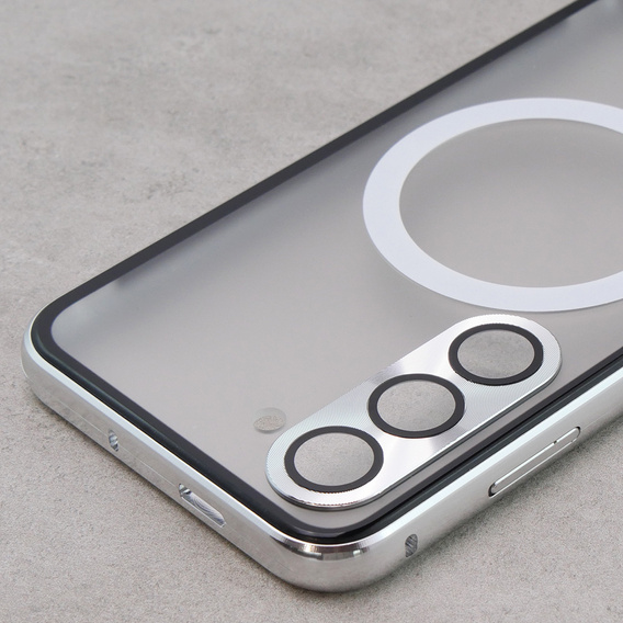 Magnetic Dual Glass MagSafe case for Samsung Galaxy S23, silver
