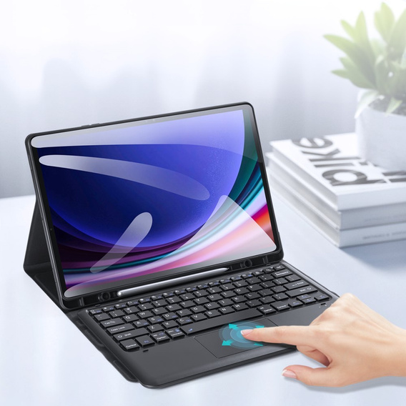 Case + keyboard Samsung Galaxy Tab S10+ Plus, Dux Ducis TouchPad Leather Pen Slot, black