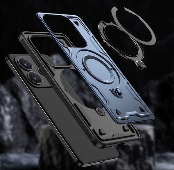 Case for Xiaomi Redmi Note 14 5G, Military MagSafe, blue + 9H glass