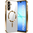 Case for Samsung Galaxy A17 5G, Electro MagSafe, transparent with gold sides