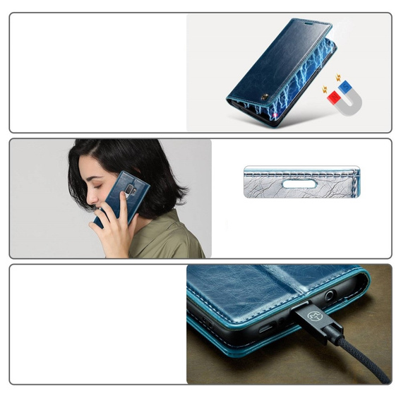 CASEME flip case for Samsung Galaxy S9+ Plus, Waxy Textublue, blue