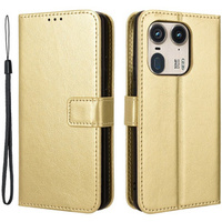 Flip case for Motorola Edge 50 Ultra, Crazy Horse Wallet, gold