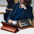 Flip case for Samsung Galaxy S25 Ultra, QIALINO Leather Wallet, brown