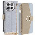Flip case for OnePlus 12 5G, Wallet Zipper Pocket, with mirror, blue