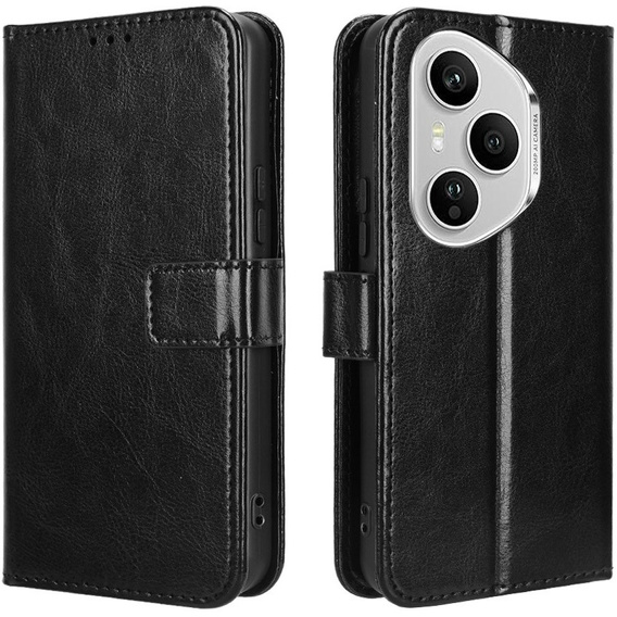 Flip case for Honor 400 Pro 5G, Crazy Horse Wallet, black