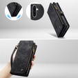 CASEME case for Samsung Galaxy A56 5G, Retro Leather Wallet, with strap, black
