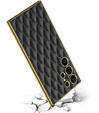 Case for Samsung Galaxy S24 Ultra, Leather Rhombus, black