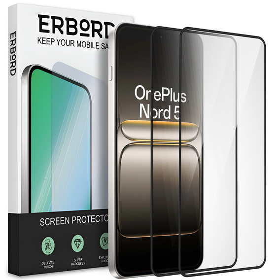 2x Tempered Glass ERBORD 3D for OnePlus Nord 5 full display