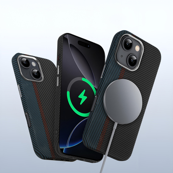 MagSafe's iPhone 15 Case, Carbon Fiber, black / blue