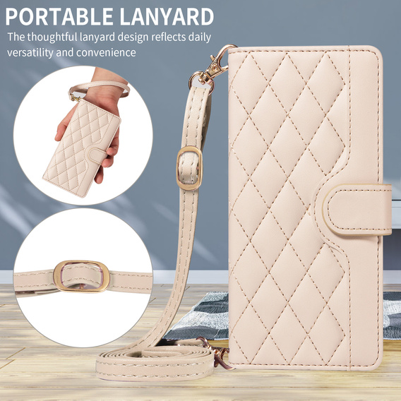 Rhombus Crossbody Leather Flip Case for Motorola Edge 70