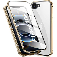 Case for iPhone 16E, Magnetic Dual Glass, gold