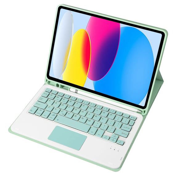 Case + keyboard iPad 10.9 2022 10 Gen, TouchPad Pen Slot, light green