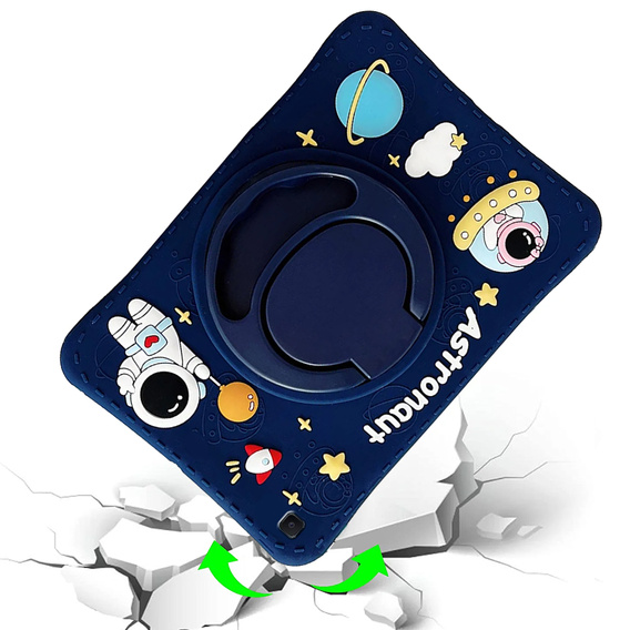 Children's silicone case for Samsung Galaxy Tab S6 Lite P610/P615 / S6 Lite 2022 10.4, armored with strap, Astronaut, dark blue