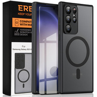 Case for Samsung Galaxy S23 Ultra, for MagSafe, ERBORD Matt Case, black + Screen Glass