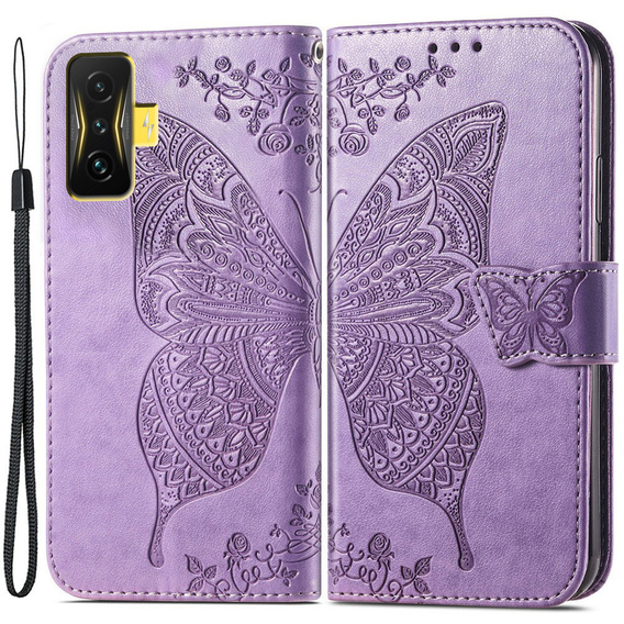 Flip case for Xiaomi Poco F4 GT, Butterfly, purple