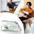 Case for iPhone 17, for MagSafe, with stand, transparent with green inserts