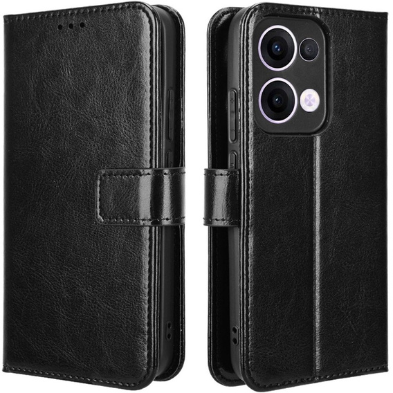 Flip case for Oppo Reno 13, Crazy Horse Wallet, black