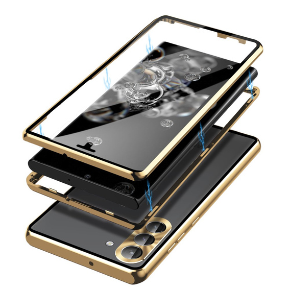 Case for Samsung Galaxy S23, Magnetic Dual Glass, gold