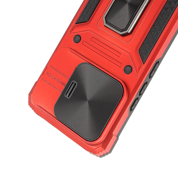 Armored Case for Xiaomi Redmi Note 13 Pro 5G, CamShield Slide, red + Tempered Glass 9H