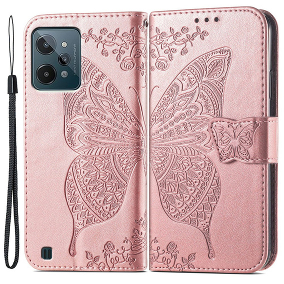 Flip case for Realme C31, Butterfly, pink