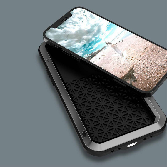 Love Mei Case for iPhone 13 Mini, armored with glass, silver