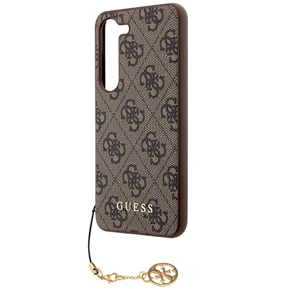 GUESS Case for Samsung Galaxy A55, 4G Charms Collection Hardcase, brown
