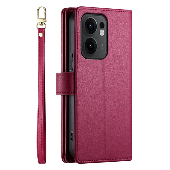 Flip case for Oppo Reno 13F 5G, Wallet Zipper Pocket, red