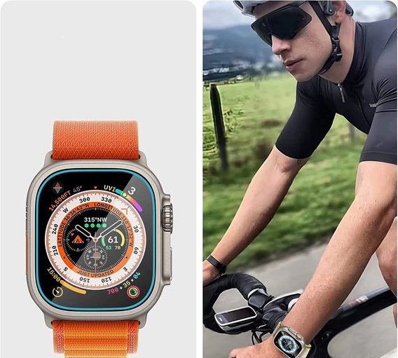 2x Tempered Glass with ERBORD mounting frame for Apple Watch Ultra 1/2/3 49mm