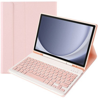 Case + keyboard Samsung Galaxy Tab A9+, Leather Pen Slot, pink rose gold