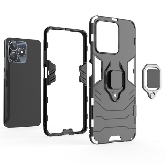 Case for Realme C51, Kickstand Ring, black