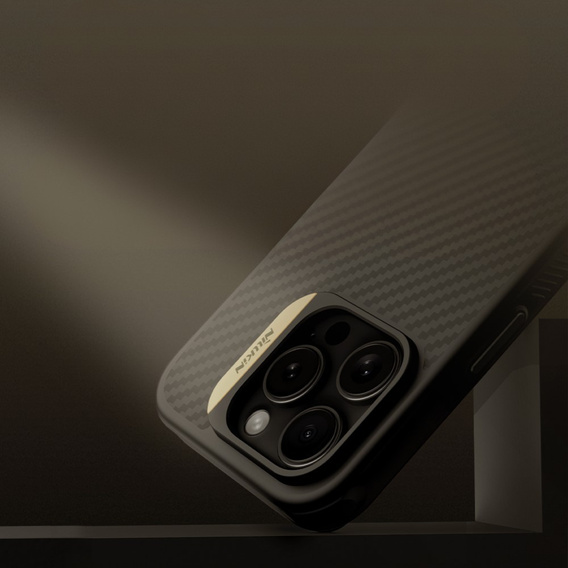 Nillkin Armored Case for iPhone 16 Pro, Carbon Fiber, for Magsafe, gold